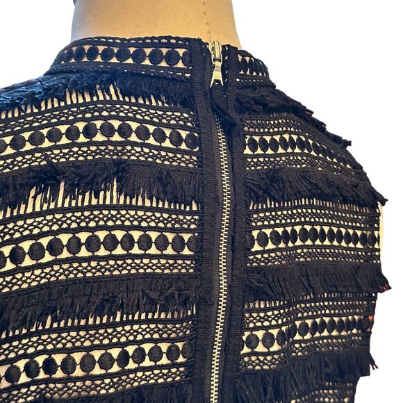 J Crew Black Fringe Sheath Dress, Black With Beige Lining, Size 2 - Picture 6 of 9